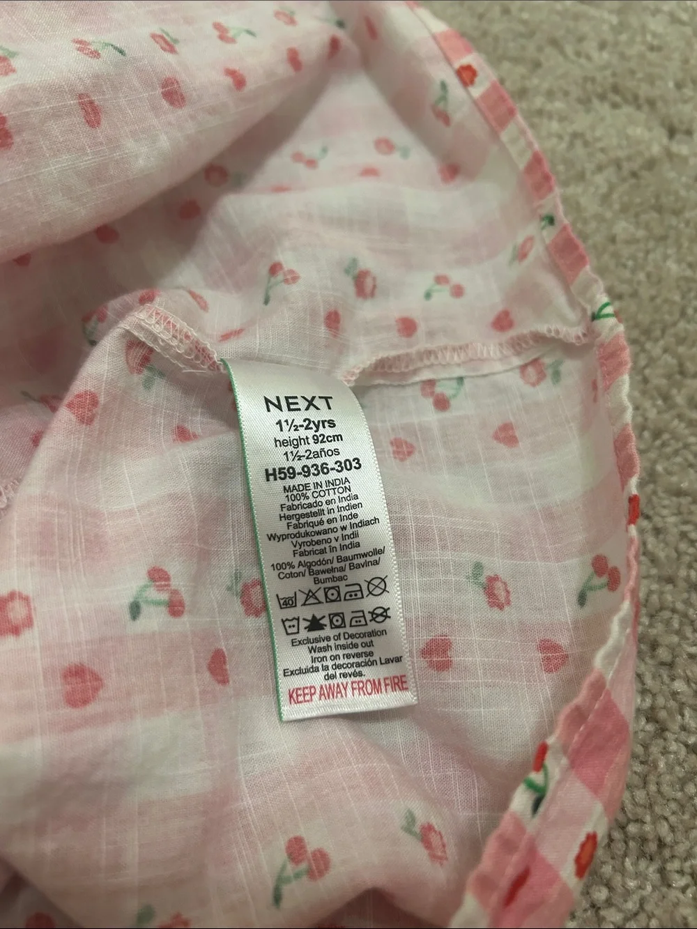 next | Dresses | Next Pink Gingham Dress With Cherry Print And Ruffle ...